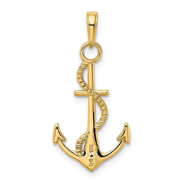 PreStyled Sets TreasureFineJewelers 14K Gold Polished Anchor WRope Pendant