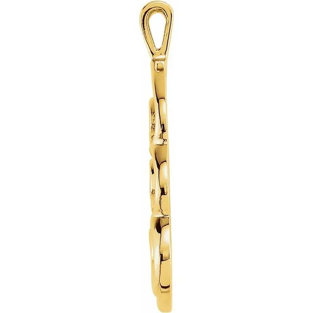 PreStyled Sets TreasureFineJewelers 14K Yellow Gold 30x14 mm Freeform Pendant