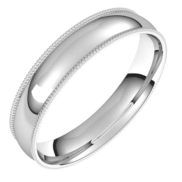 Rings 10K White Gold 4 mm Milgrain Half Round Comfort Fit Light Wedding Band TreasureFineJewelers Rings 10K White Gold 4 mm Milgrain Half Round Comfort Fit Light Wedding Band TreasureFineJewelers