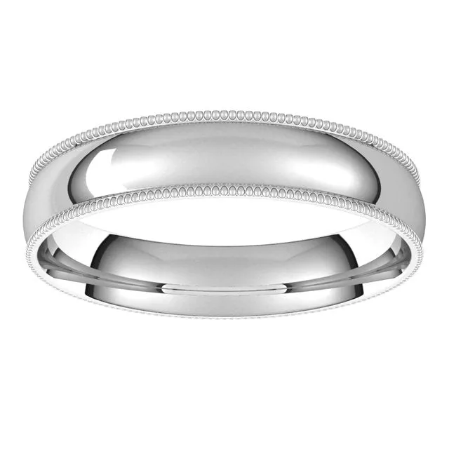 Rings 10K White Gold 4 mm Milgrain Half Round Comfort Fit Light Wedding Band TreasureFineJewelers