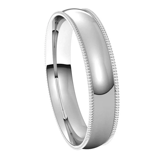 Rings 10K White Gold 4 mm Milgrain Half Round Comfort Fit Light Wedding Band TreasureFineJewelers