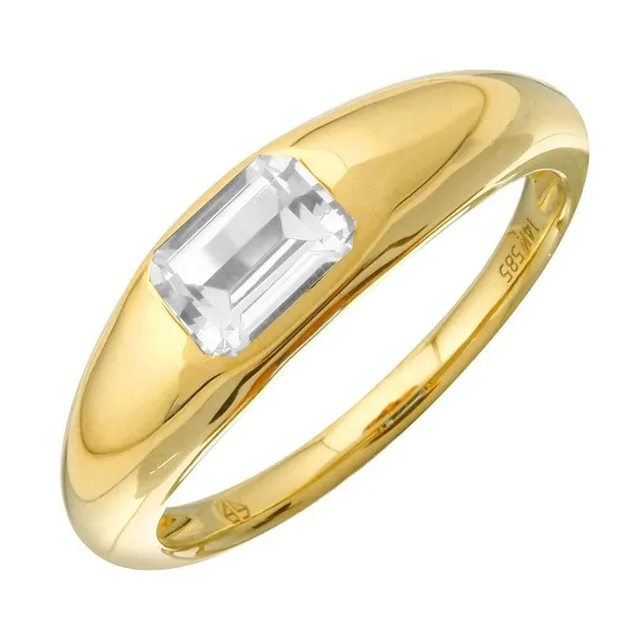 Rings Alev ALEV Heart Cut White Topaz Dome Yellow Gold Ring