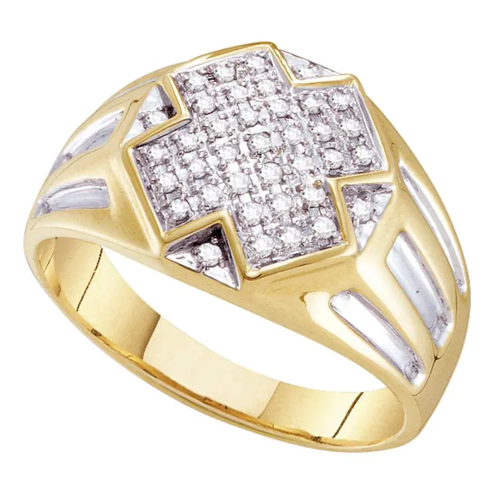 Rings North Arrow Shop 10kt yellow two tone gold mens round diamond cross cluster ring 14 cttw40654 Rings North Arrow Shop 10kt yellow two tone gold mens round diamond cross cluster ring 14 cttw40654