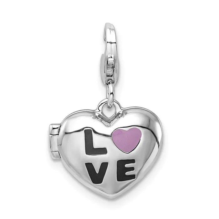 Rings Sterling Silver Amore La Vita Rhodpl Enameled LOVE Heart Locket Charm TreasureFineJewelers Rings Sterling Silver Amore La Vita Rhodpl Enameled LOVE Heart Locket Charm TreasureFineJewelers