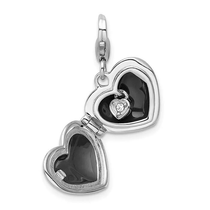 Rings Sterling Silver Amore La Vita Rhodpl Enameled LOVE Heart Locket Charm TreasureFineJewelers