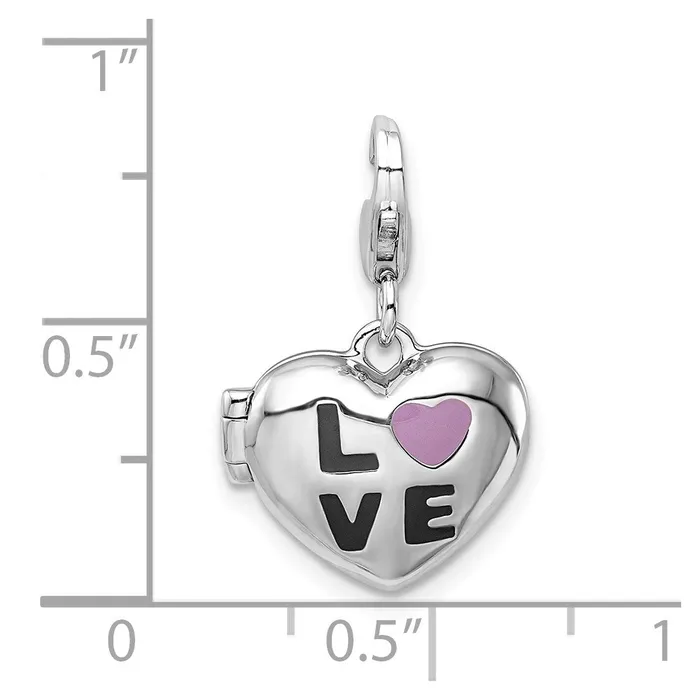Rings Sterling Silver Amore La Vita Rhodpl Enameled LOVE Heart Locket Charm TreasureFineJewelers