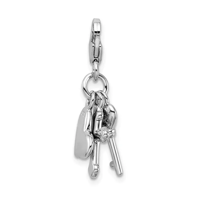 Rings Sterling Silver Amore La Vita Rhodiumplated Heart Cross and Key Charm TreasureFineJewelers