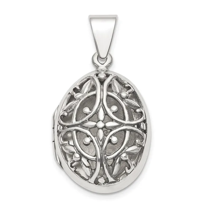 Rings Sterling Silver Polished Filigree 22mm Oval Locket TreasureFineJewelers Rings Sterling Silver Polished Filigree 22mm Oval Locket TreasureFineJewelers