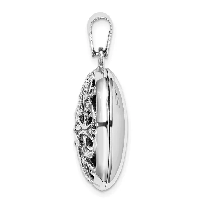 Rings Sterling Silver Polished Filigree 22mm Oval Locket TreasureFineJewelers