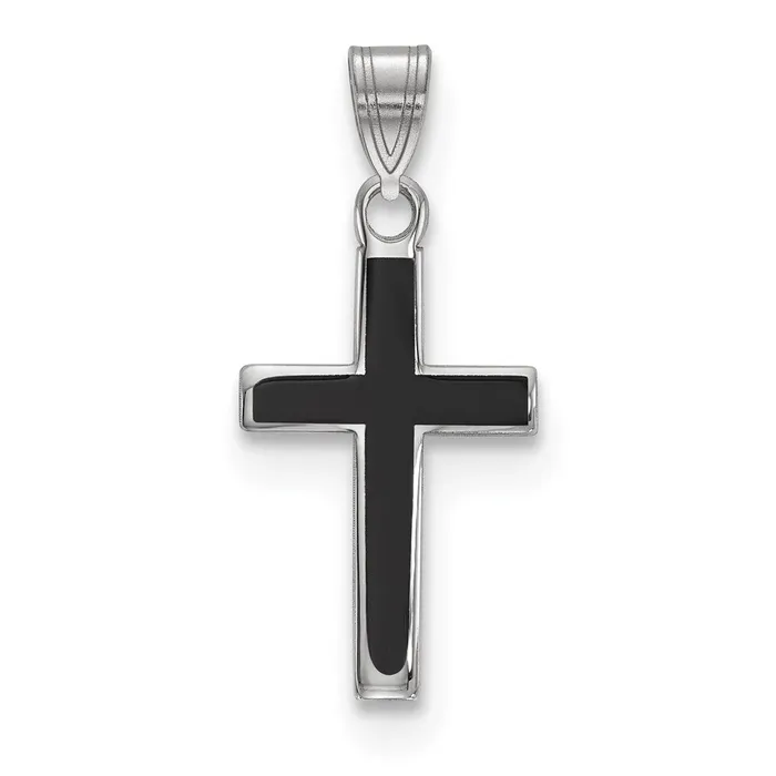 Rings Sterling Silver Rhodiumplated Black Enameled Cross Charm TreasureFineJewelers Rings Sterling Silver Rhodiumplated Black Enameled Cross Charm TreasureFineJewelers