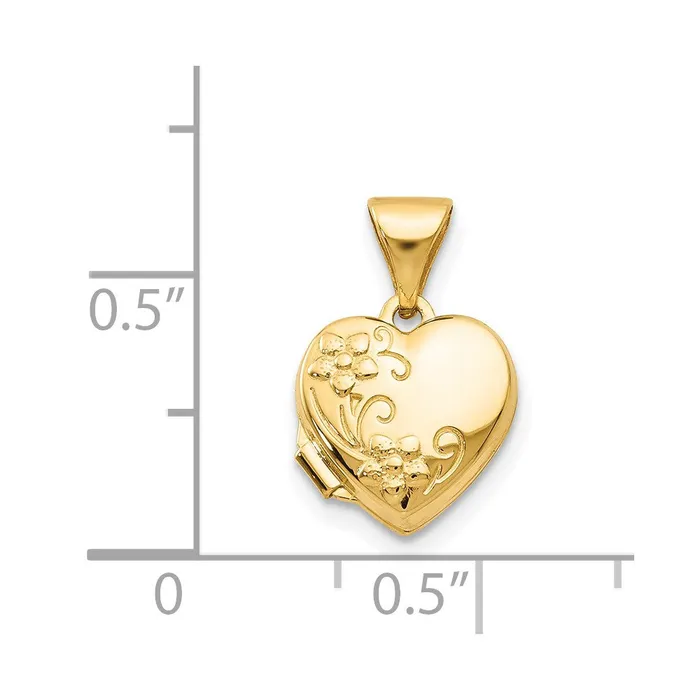 Rings TreasureFineJewelers 14k Yellow Gold Floral Heart Locket
