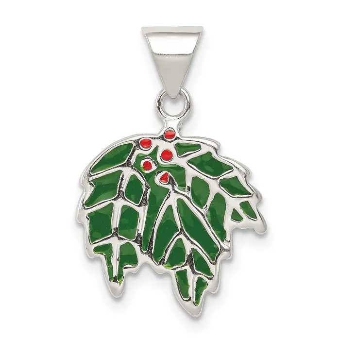 Rings TreasureFineJewelers Sterling Silver Enameled Holly Charm