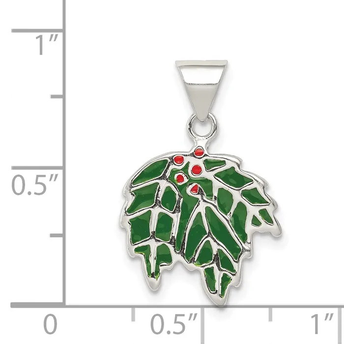 Rings TreasureFineJewelers Sterling Silver Enameled Holly Charm