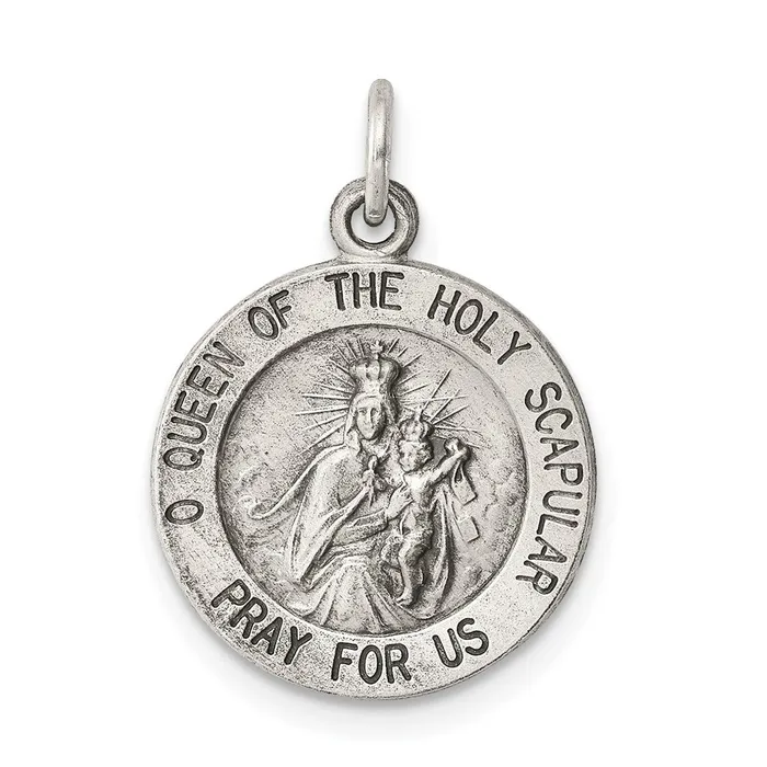 Rings TreasureFineJewelers Sterling Silver Queen of the Holy Scapular Medal Rings TreasureFineJewelers Sterling Silver Queen of the Holy Scapular Medal