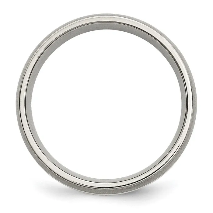 Rings TreasureFineJewelers Titanium Brushed wSterling Silver Inlay 6mm Band