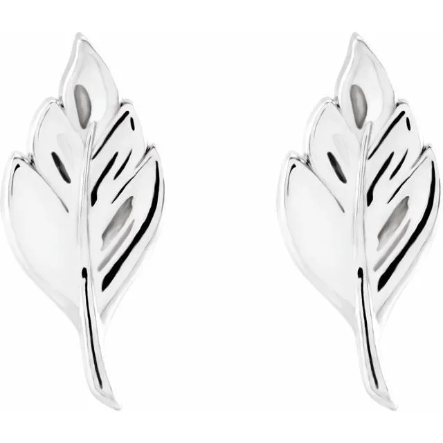 Sterling Silver 13x58 mm Leaf Earrings TreasureFineJewelers Earrings