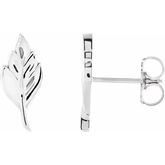 Sterling Silver 13x58 mm Leaf Earrings TreasureFineJewelers Earrings