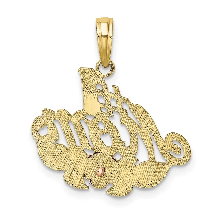 TreasureFineJewelers 10k Twotone wWhite Rhodium 1 MOM w Flower Charm Rings