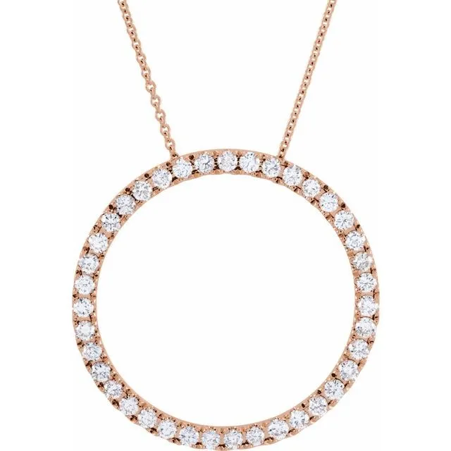 TreasureFineJewelers 14K Rose Gold 1 CTW Natural Diamond Circle 18 Necklace Necklaces TreasureFineJewelers 14K Rose Gold 1 CTW Natural Diamond Circle 18 Necklace Necklaces