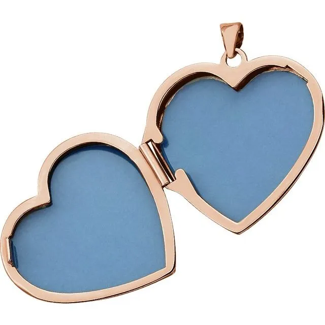 TreasureFineJewelers 14K Rose Gold Heart Locket Necklaces