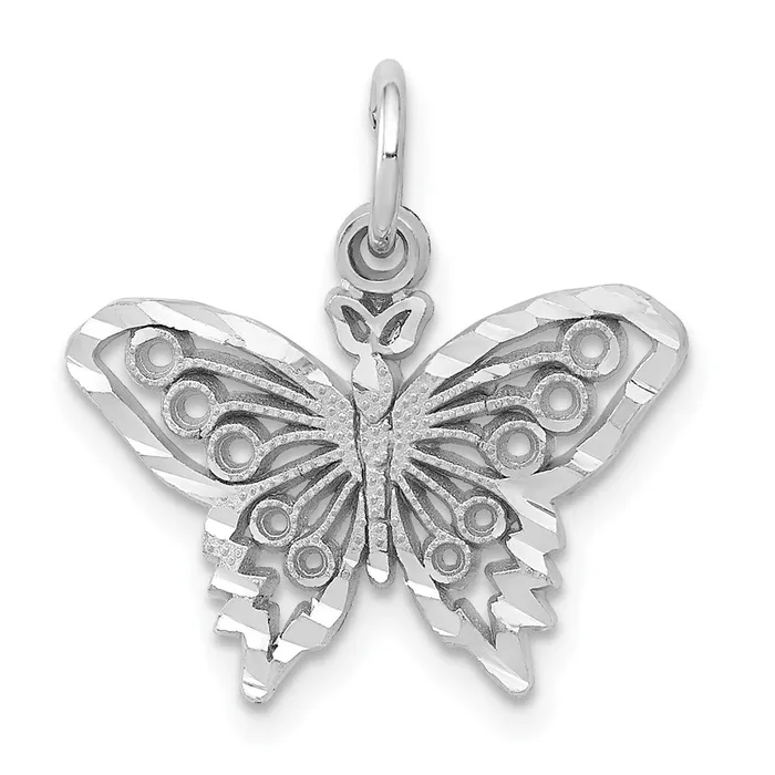 TreasureFineJewelers 14k White Gold Butterfly Charm Charm Necklaces
