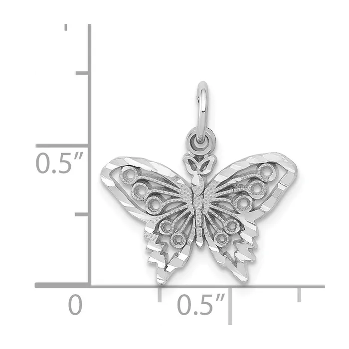TreasureFineJewelers 14k White Gold Butterfly Charm Charm Necklaces
