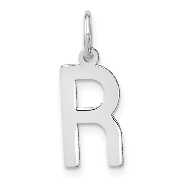 TreasureFineJewelers 14k White Gold Letter R Initial Pendant Necklaces