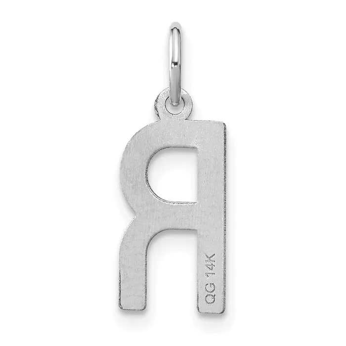 TreasureFineJewelers 14k White Gold Letter R Initial Pendant Necklaces