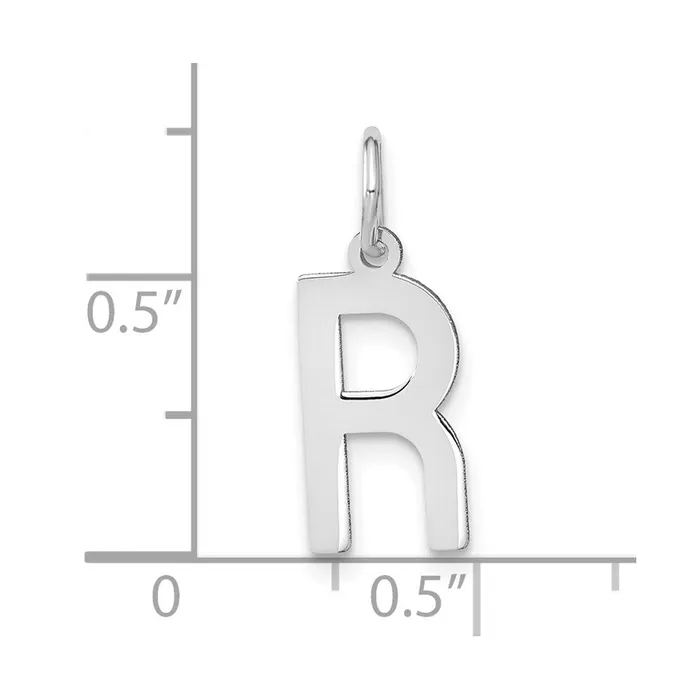 TreasureFineJewelers 14k White Gold Letter R Initial Pendant Necklaces