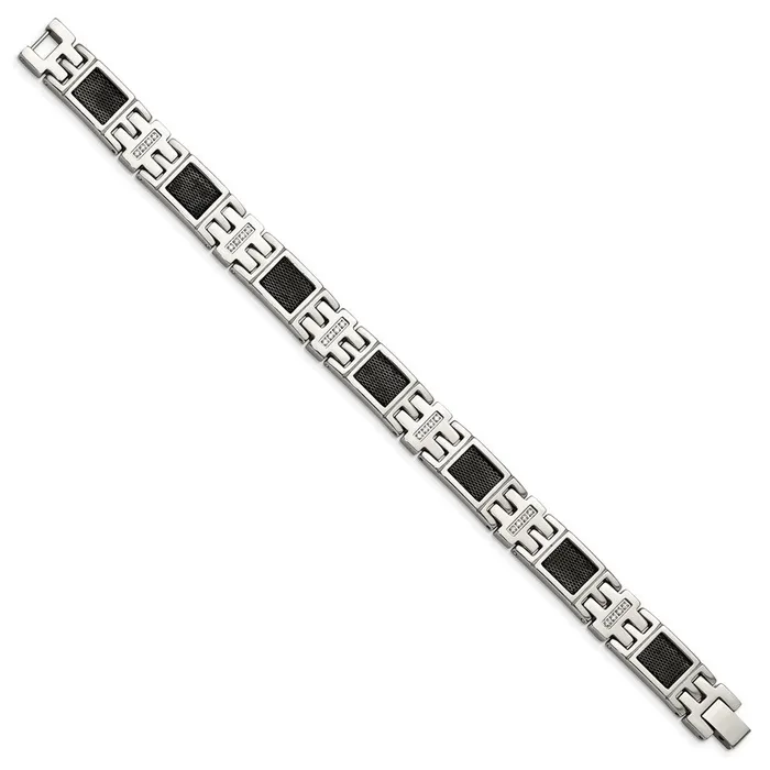 TreasureFineJewelers Bracelets Chisel Stainless Steel Polished Black IPplated Mesh with 13 carat Diamond 875 inch Bracelet