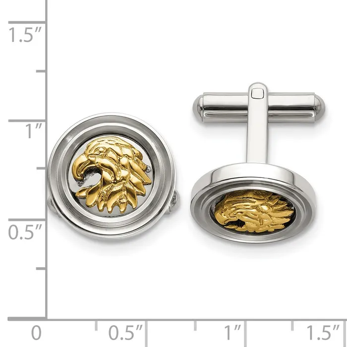 TreasureFineJewelers Bracelets Chisel Stainless Steel Polished Yellow IPplated Eagle Cufflinks