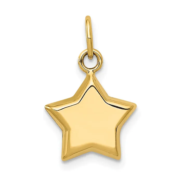 TreasureFineJewelers Charm Necklaces 14k 3D Puffed Star Charm