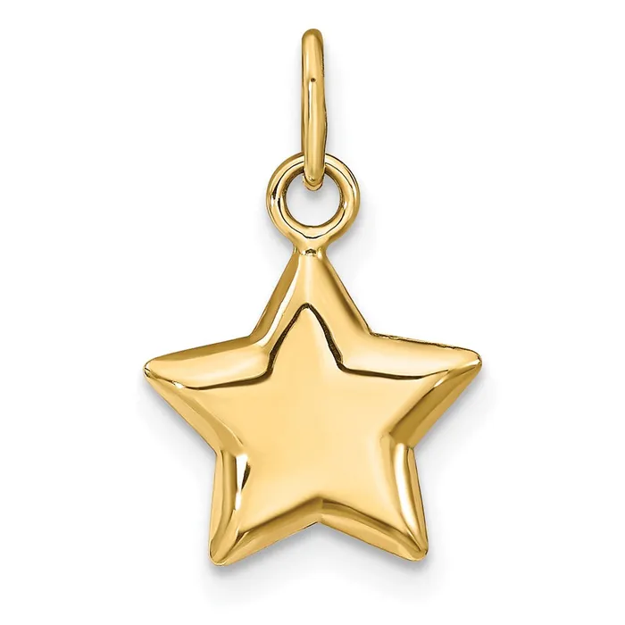 TreasureFineJewelers Charm Necklaces 14k 3D Puffed Star Charm
