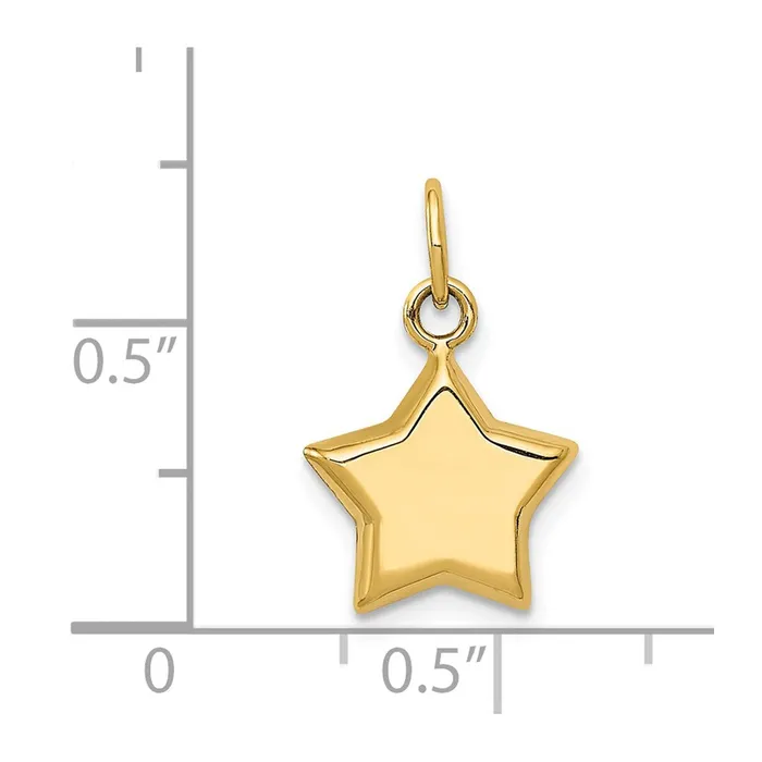 TreasureFineJewelers Charm Necklaces 14k 3D Puffed Star Charm