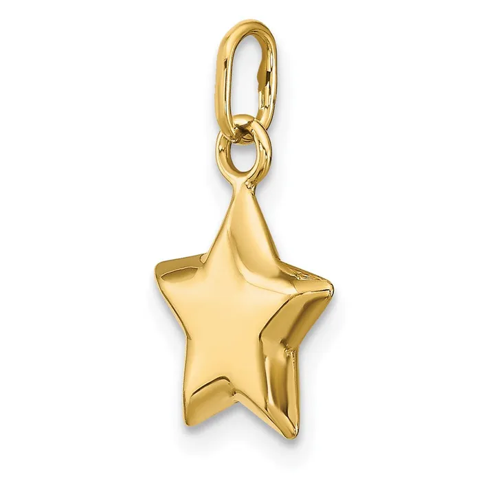 TreasureFineJewelers Charm Necklaces 14k 3D Puffed Star Charm