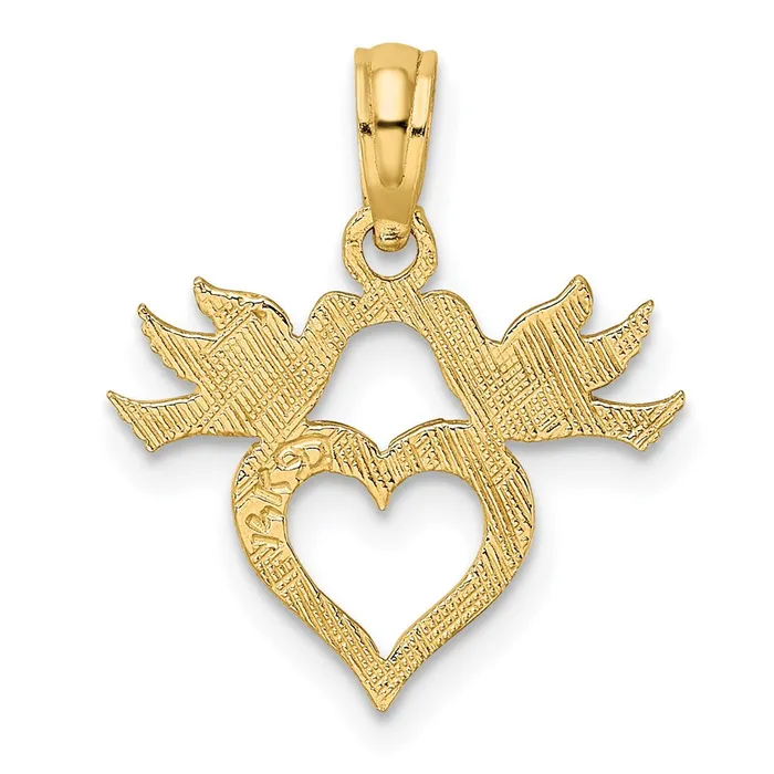 TreasureFineJewelers Charm Necklaces 14K Heart w Love Birds Charm