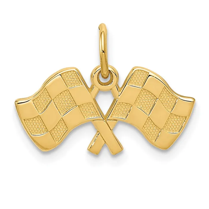 TreasureFineJewelers Charm Necklaces 14k Racing Flags Charm