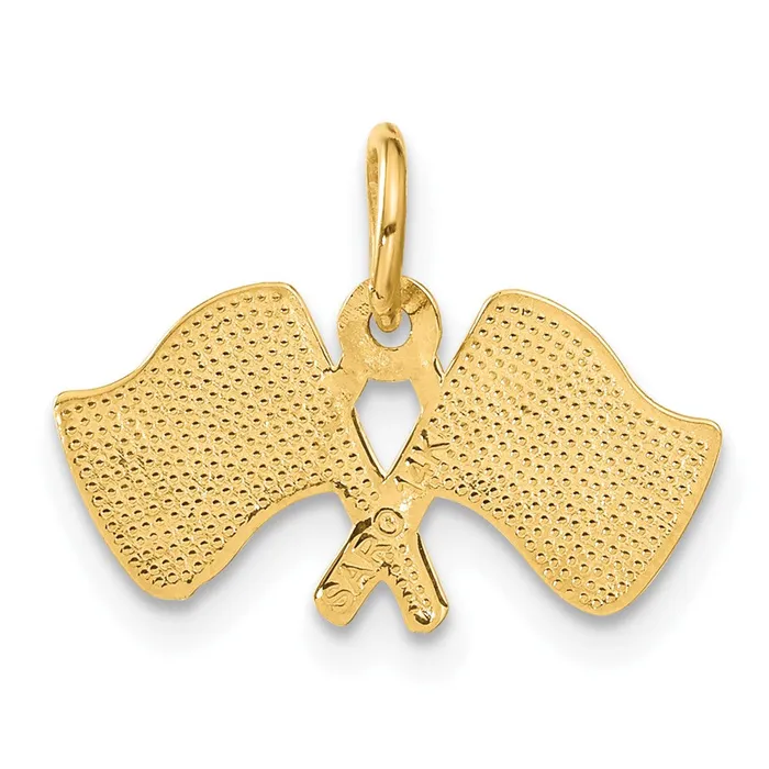 TreasureFineJewelers Charm Necklaces 14k Racing Flags Charm