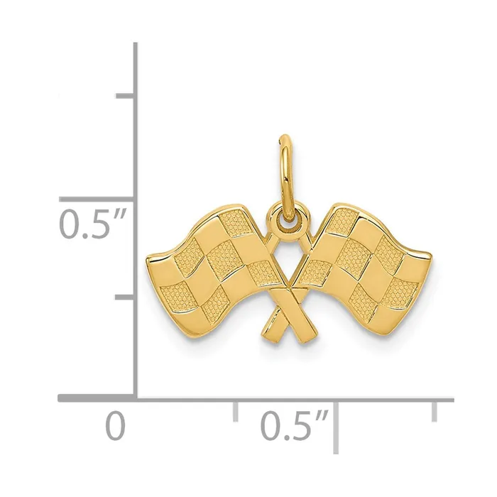 TreasureFineJewelers Charm Necklaces 14k Racing Flags Charm