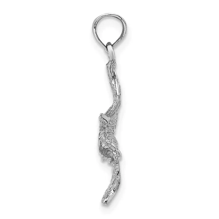 TreasureFineJewelers Charm Necklaces 14K White Gold 3D Pelican Flying Charm