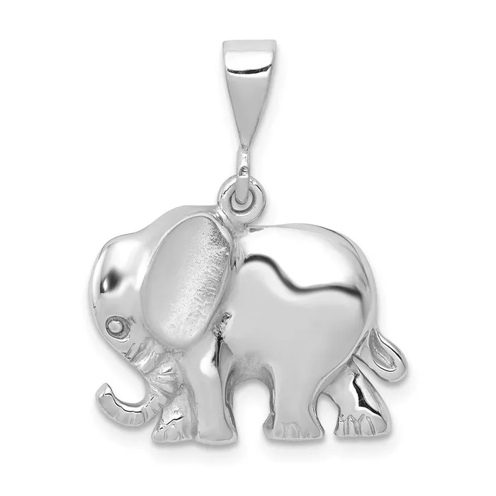 TreasureFineJewelers Charm Necklaces 14k White Gold Elephant Charm
