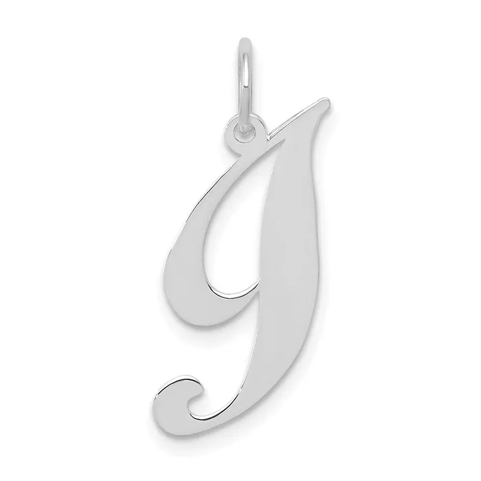 TreasureFineJewelers Charm Necklaces 14k White Gold Small Fancy Script Letter I Initial Charm TreasureFineJewelers Charm Necklaces 14k White Gold Small Fancy Script Letter I Initial Charm