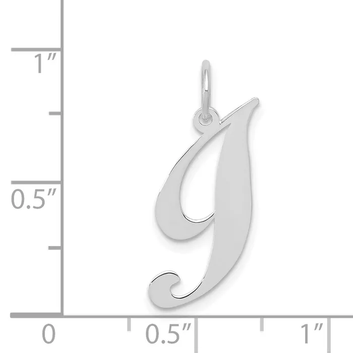 TreasureFineJewelers Charm Necklaces 14k White Gold Small Fancy Script Letter I Initial Charm