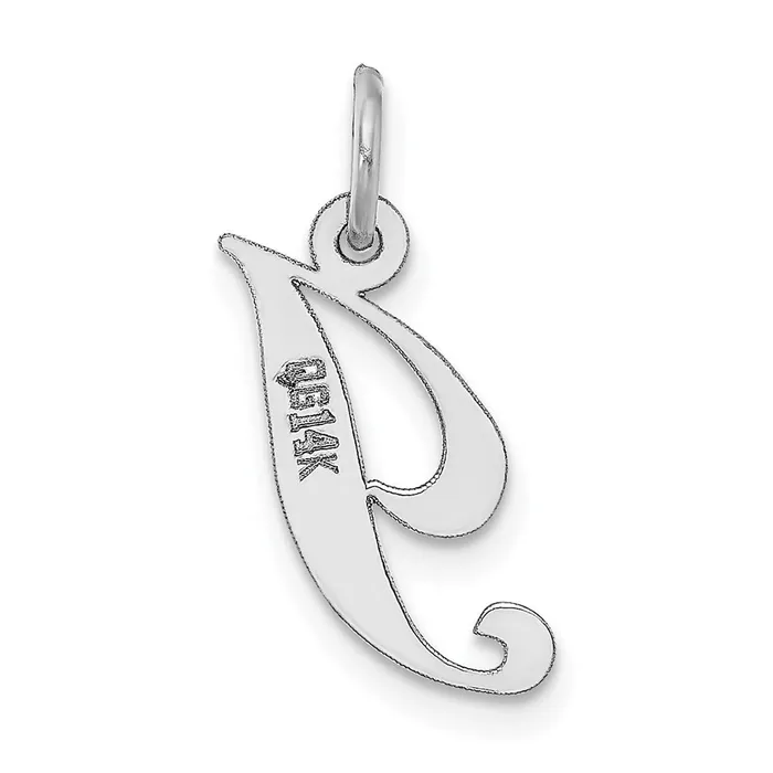 TreasureFineJewelers Charm Necklaces 14k White Gold Small Fancy Script Letter I Initial Charm