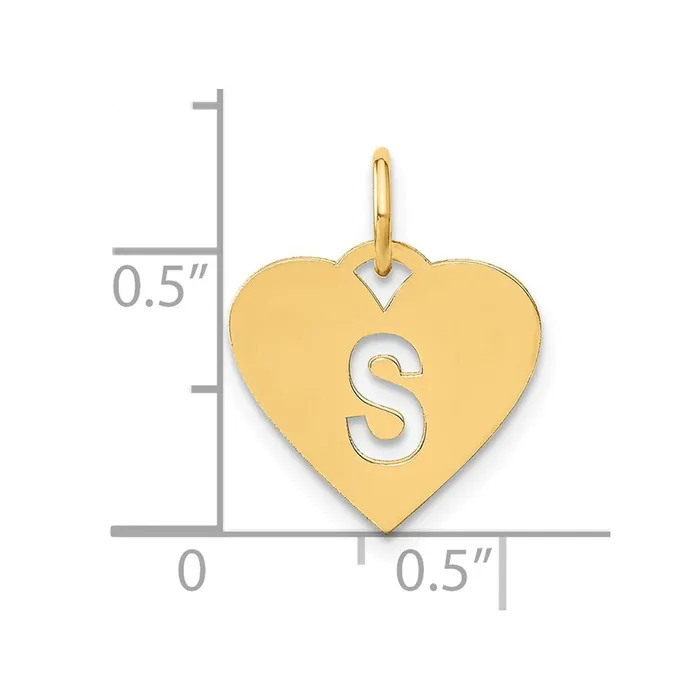 TreasureFineJewelers Charm Necklaces 14k Yellow Gold Initial Letter S Initial Charm