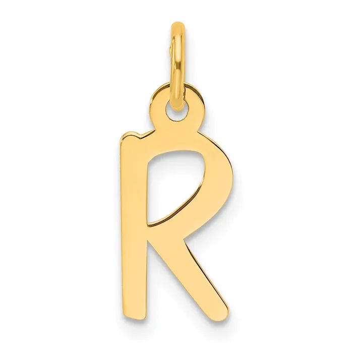 TreasureFineJewelers Charm Necklaces 14k Yellow Gold Slanted Block Letter R Initial Charm TreasureFineJewelers Charm Necklaces 14k Yellow Gold Slanted Block Letter R Initial Charm