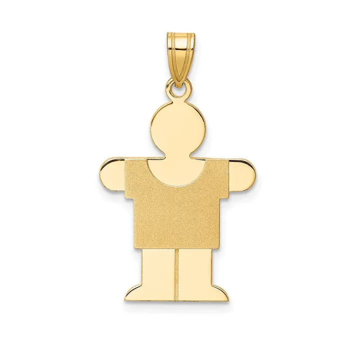 TreasureFineJewelers Charm Necklaces 14k Yellow Gold Solid Satin Engravable Boy Charm TreasureFineJewelers Charm Necklaces 14k Yellow Gold Solid Satin Engravable Boy Charm