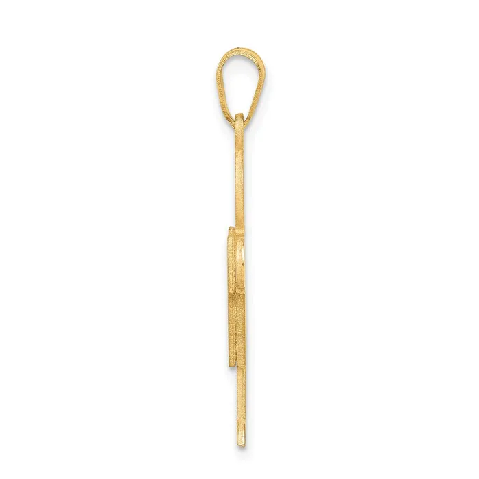 TreasureFineJewelers Charm Necklaces 14k Yellow Gold Solid Satin Engravable Boy Charm