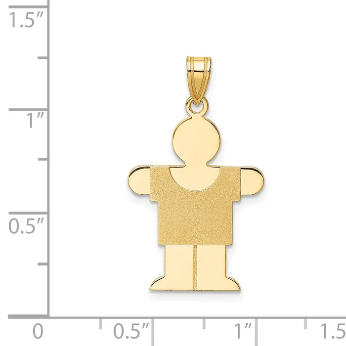 TreasureFineJewelers Charm Necklaces 14k Yellow Gold Solid Satin Engravable Boy Charm