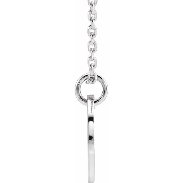 TreasureFineJewelers Necklaces 14K White Gold Initial M 10 mm Disc 1618 Necklace